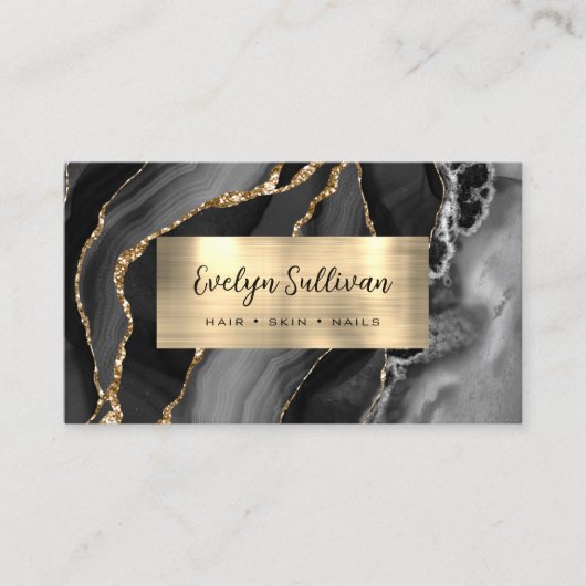 Black Gold Agate Visitekaartje (Voorkant)