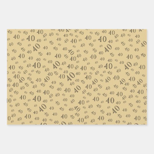 Black Gold Age Photo 40th Birthday Inpakpapier Vel (Voorkant 3)