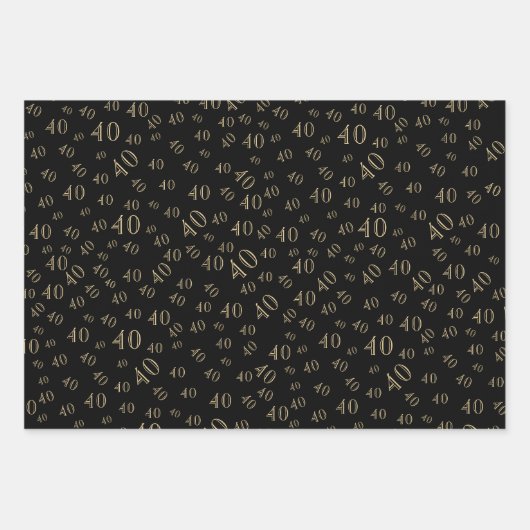 Black Gold Age Photo 40th Birthday Inpakpapier Vel (Voorkant 2)