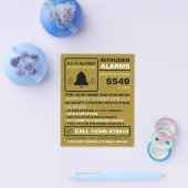 Black & Gold Alarm Logo, Security Alarm Service Flyer (Enkel)