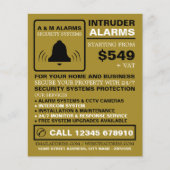 Black & Gold Alarm Logo, Security Alarm Service Flyer (Voorkant)