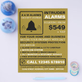 Black & Gold Alarm Logo, Security Alarm Service Flyer (Enkel)