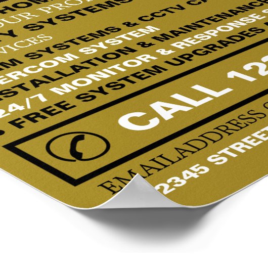 Black & Gold Alarm Logo, Security Alarm Service Poster (Hoek)