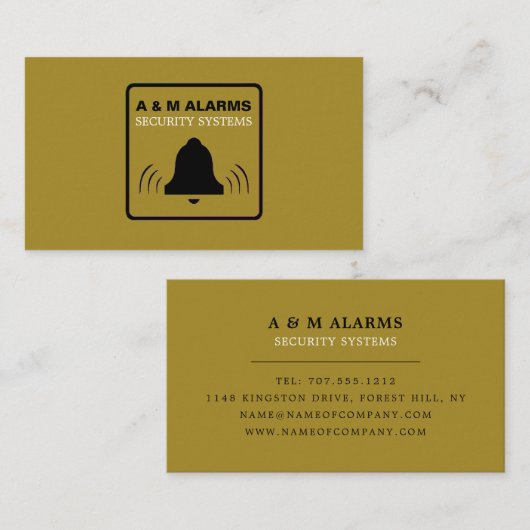 Black & Gold Alarm Logo, Security Alarm Service Visitekaartje (Voorkant / Achterkant)