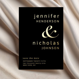 Black Gold Ampersand Wedding Save The Date Folie Uitnodiging