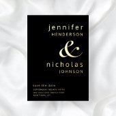 Black Gold Ampersand Wedding Save The Date Folie Uitnodiging