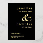 Black Gold Ampersand Wedding Save The Date Folie Uitnodiging (Voorkant)