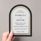 Black gold and white simplistic wedding acryl uitnodigingen (Insitu (Draagbaar))