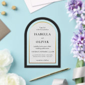 Black gold and white simplistic wedding acryl uitnodigingen (Insitu (Huwelijk))