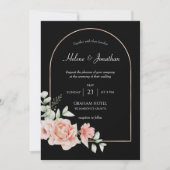 Black Gold Arch Floral Boho Wedding Uitnodiging (Voorkant)