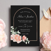 Black Gold Arch Floral Boho Wedding Uitnodiging