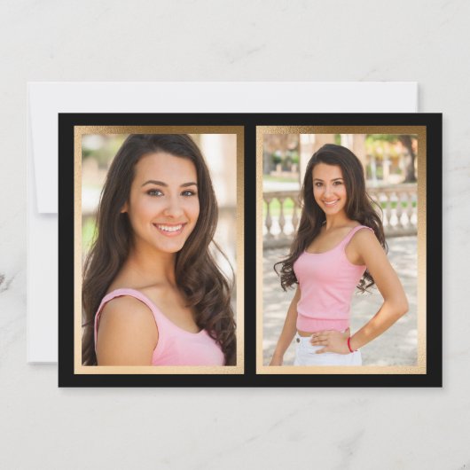 Black Gold Arch Foto Afstuderen Aankondiging (Achterkant)