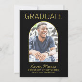 Black Gold Arch Photo Afstuderen Invitation Kaart (Voorkant)