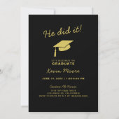 Black Gold Arch Photo Afstuderen Invitation Kaart (Achterkant)