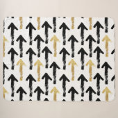 Black & Gold Arrow Pattern Sherpa Blanket Deken (Voorkant (horizontaal))
