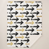 Black & Gold Arrow Pattern Sherpa Blanket Sherpa Deken (Voorkant)