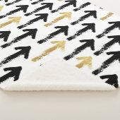 Black & Gold Arrow Pattern Sherpa Blanket Sherpa Deken (3/4)