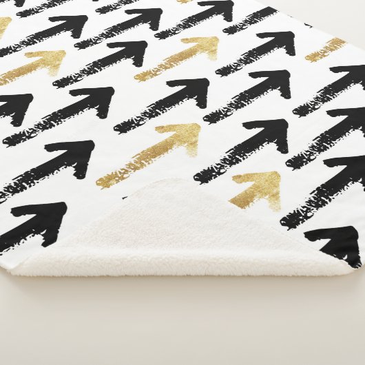 Black & Gold Arrow Pattern Sherpa Blanket Sherpa Deken (3/4)