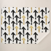 Black & Gold Arrow Pattern Sherpa Blanket Sherpa Deken (Voorkant (horizontaal))