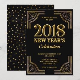 Black Gold Art Deco 2018 Oud en Nieuw Feest Kaart