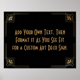 Black Gold Art Deco Aangepaste DIY Weddenschap Poster