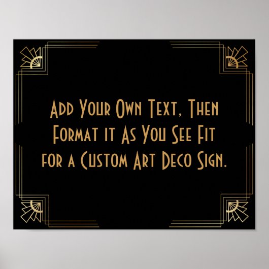 Black Gold Art Deco Aangepaste DIY Weddenschap Poster (Voorkant)