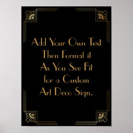 Black Gold Art Deco Aangepaste DIY Weddenschap Poster