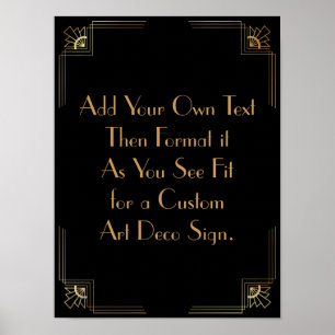 Black Gold Art Deco Aangepaste DIY Weddenschap Poster