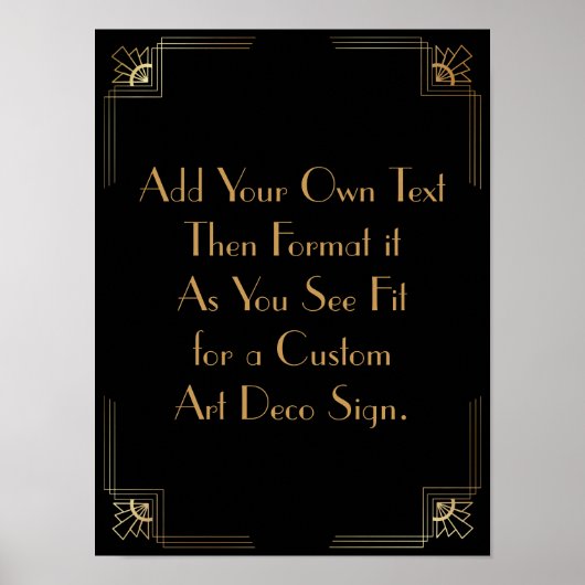 Black Gold Art Deco Aangepaste DIY Weddenschap Poster (Voorkant)