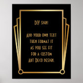 Black Gold Art Deco Aangepaste DIY Weddenschap Poster (Voorkant)