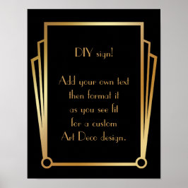 Black Gold Art Deco Aangepaste DIY Weddenschap Poster