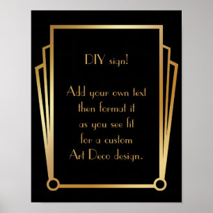 Black Gold Art Deco Aangepaste DIY Weddenschap Poster