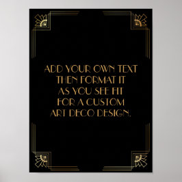 Black Gold Art Deco Aangepaste DIY Weddenschap Poster