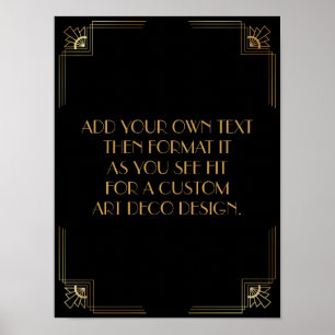 Black Gold Art Deco Aangepaste DIY Weddenschap Poster
