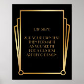 Black Gold Art Deco Aangepaste DIY Weddenschap Poster (Voorkant)
