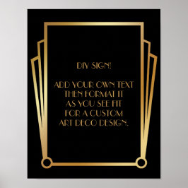 Black Gold Art Deco Aangepaste DIY Weddenschap Poster