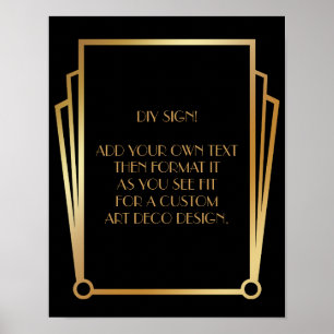 Black Gold Art Deco Aangepaste DIY Weddenschap Poster