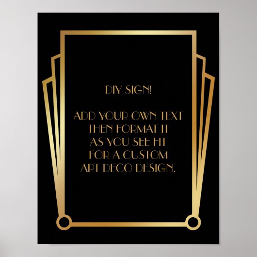 Black Gold Art Deco Aangepaste DIY Weddenschap Poster (Voorkant)