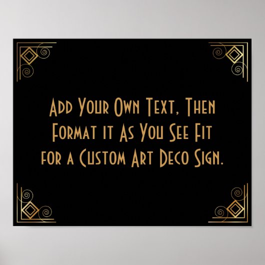 Black Gold Art Deco Aangepaste DIY Weddenschap Poster (Voorkant)