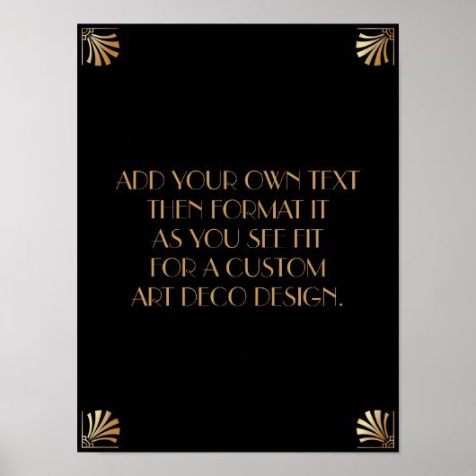 Black Gold Art Deco Aangepaste DIY Weddenschap Poster (Voorkant)