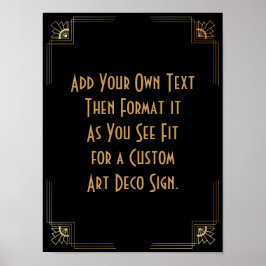 Black Gold Art Deco Aangepaste DIY Weddenschap Poster