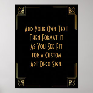 Black Gold Art Deco Aangepaste DIY Weddenschap Poster