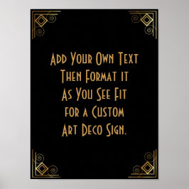 Black Gold Art Deco Aangepaste DIY Weddenschap Poster