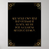 Black Gold Art Deco Aangepaste DIY Weddenschap Poster (Voorkant)