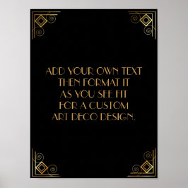 Black Gold Art Deco Aangepaste DIY Weddenschap Poster