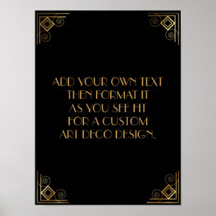 Black Gold Art Deco Aangepaste DIY Weddenschap Poster