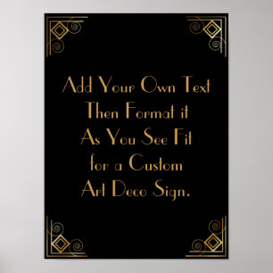 Black Gold Art Deco Aangepaste DIY Weddenschap Poster