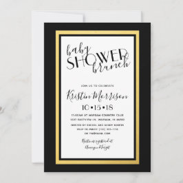 Black & Gold Art Deco Baby shower Uitnodiging