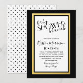 Black & Gold Art Deco Baby shower Uitnodiging (Voorkant / Achterkant)