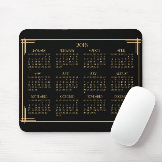 Black Gold Art Deco Calendar 2016 Muismat (Met muis)